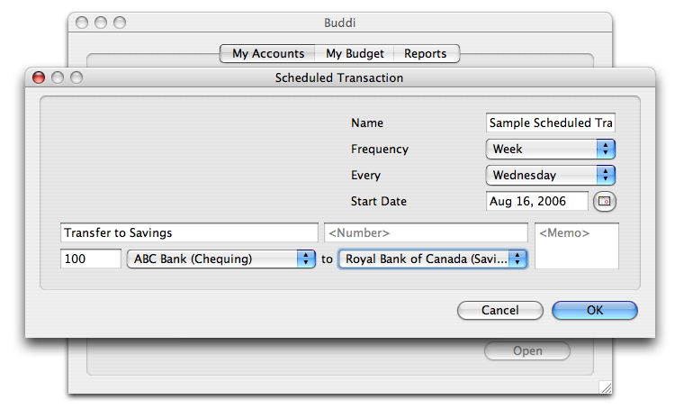 Editing the scheduled transaction